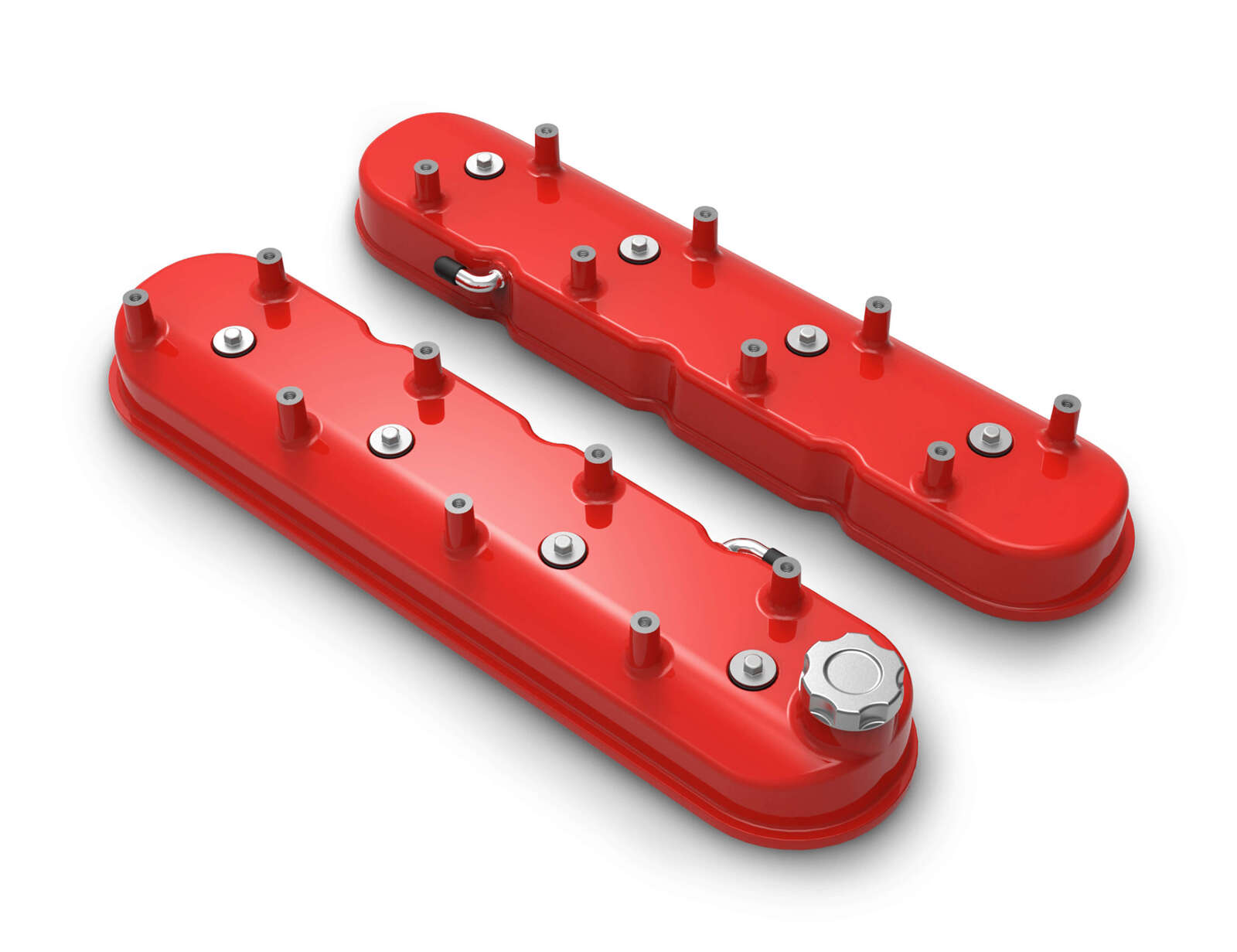 Holley Valve Cover, w/ Coil Mounts, Tall Height, GM LS Engines, Cast Aluminum, Gloss Red, Pair