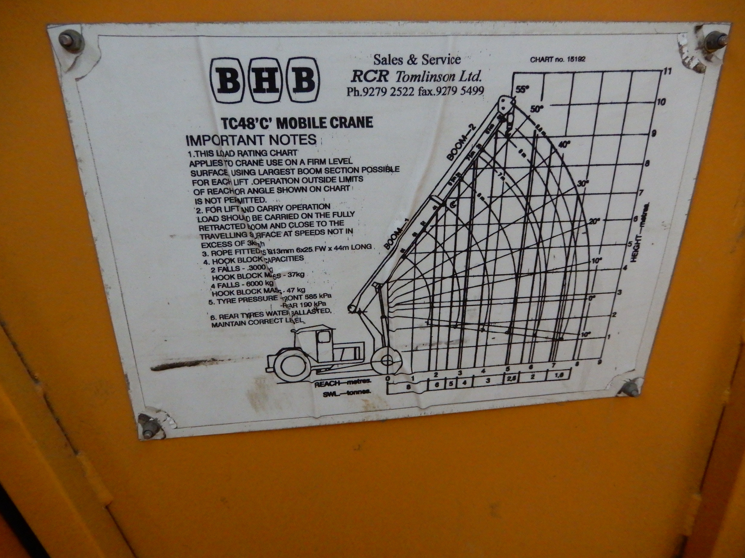 1979 CHAMBERLAIN TC48C CRANE MOBILE/TRACTOR CRANE
