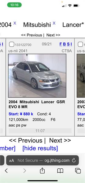 2004 MITSUBISHI LANCER EVO VIII MR MANUAL SEDAN