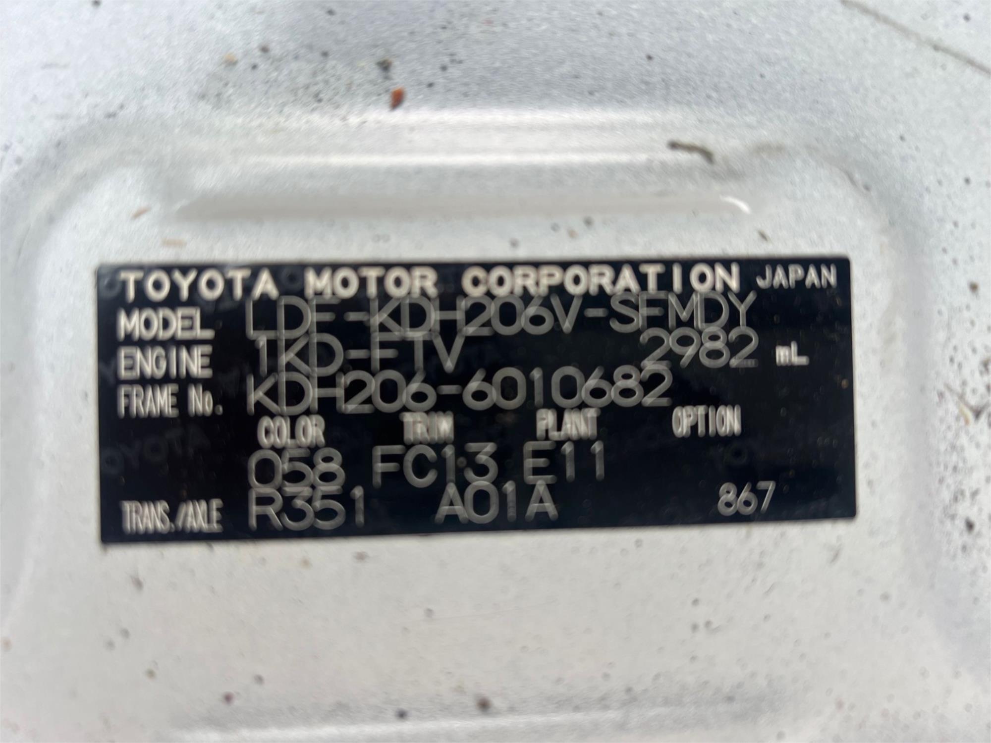 2015 TOYOTA HIACE KDH206R MY15 REGIUS ACE DX 4WD MANUAL VAN