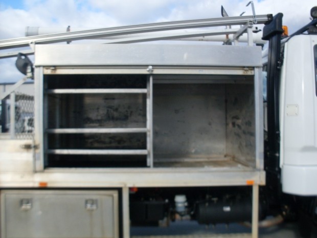 2007 MITSUBISHI FK617 FUSO TABLE TOP CRANE TRUCK MANUAL SERVICE BODY