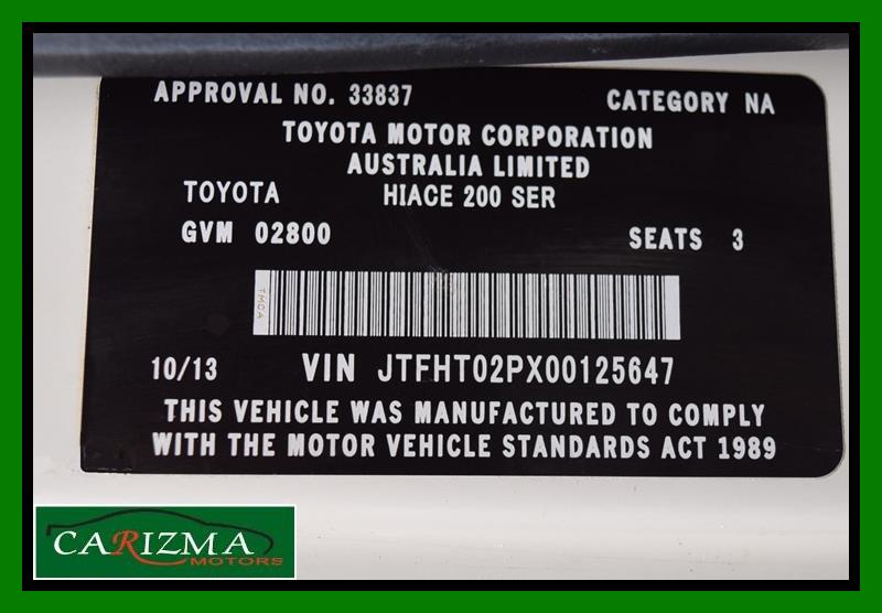 2013 TOYOTA HIACE KDH201R MY12 UPGRADE LWB 4 SP AUTOMATIC 4D VAN