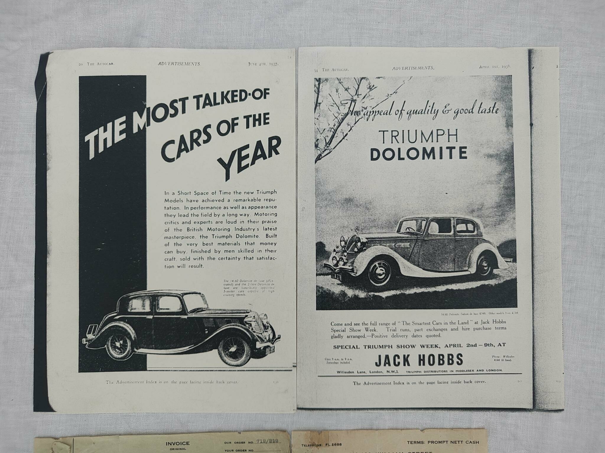 1938 TRIUMPH DOLOMITE 4 SPEED MANUAL SPORTS SALOON