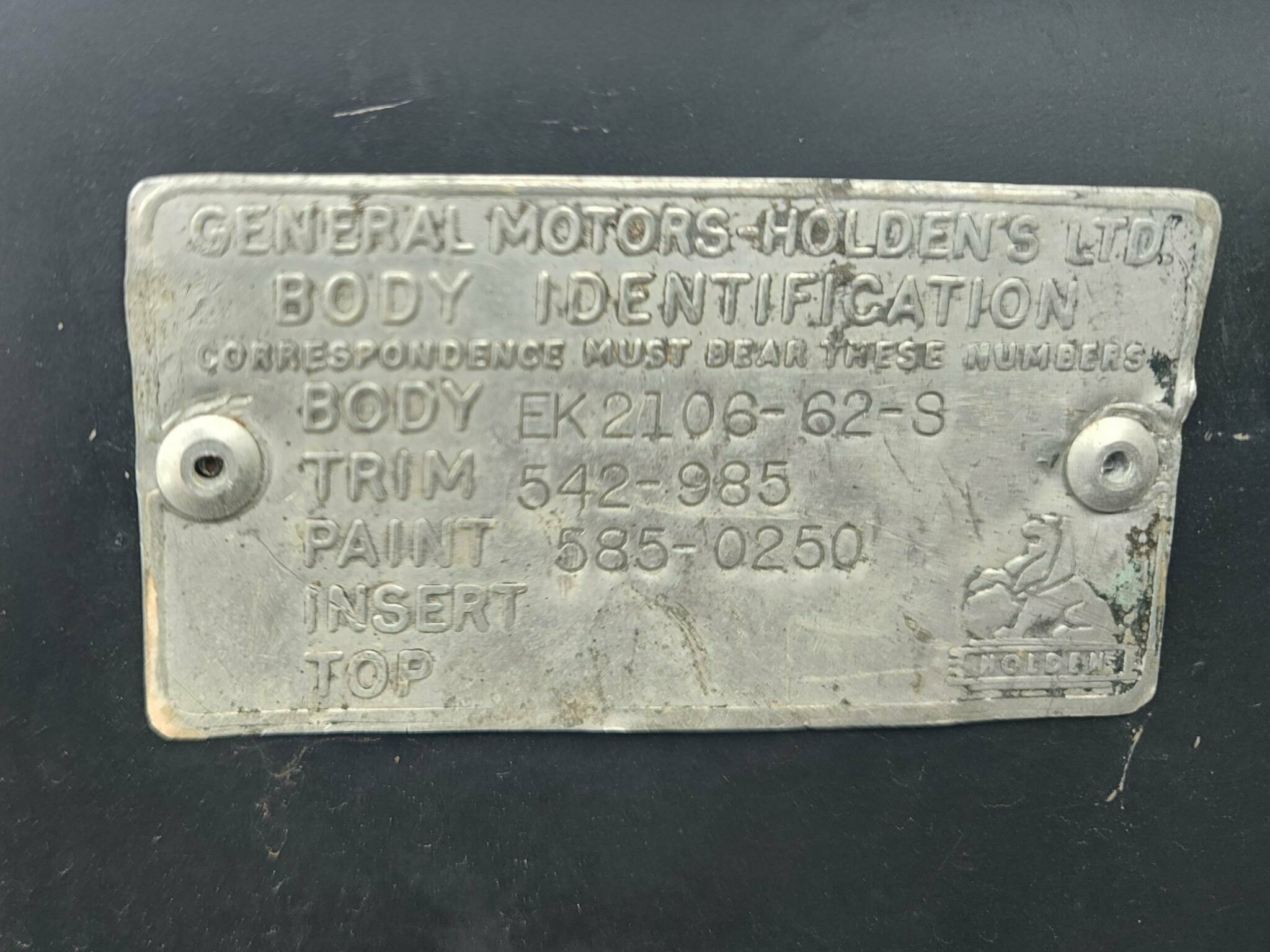 1962 HOLDEN EK 5 SP MANUAL UTILITY