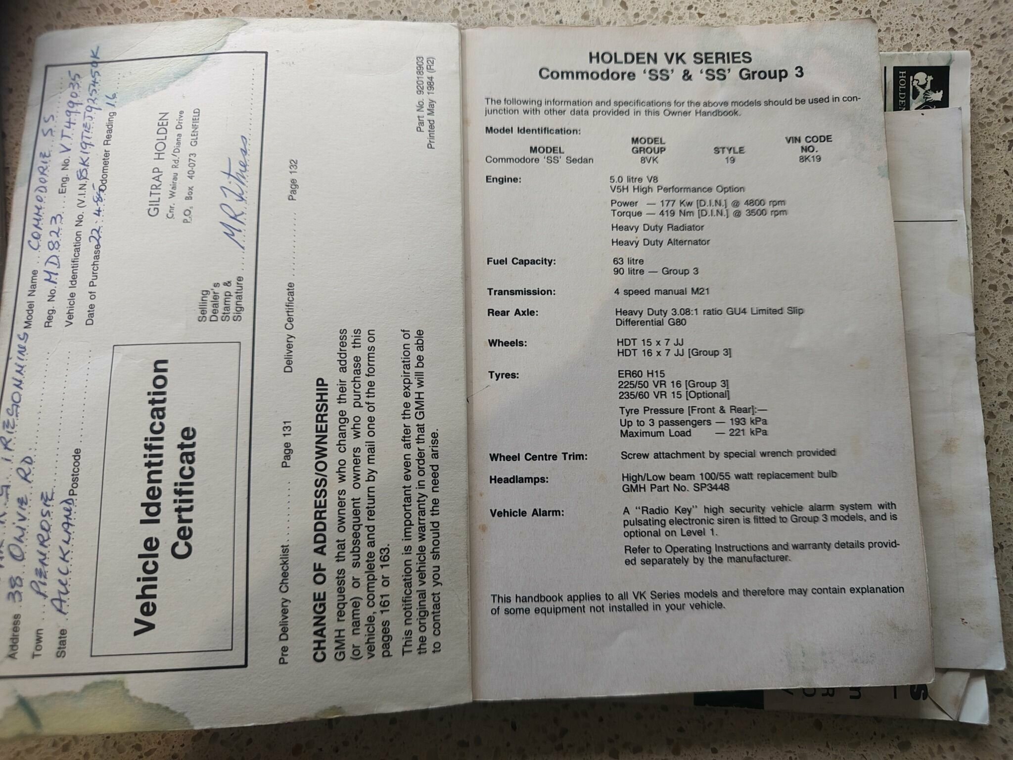 1985 HOLDEN COMMODORE VK SS MANUAL SEDAN