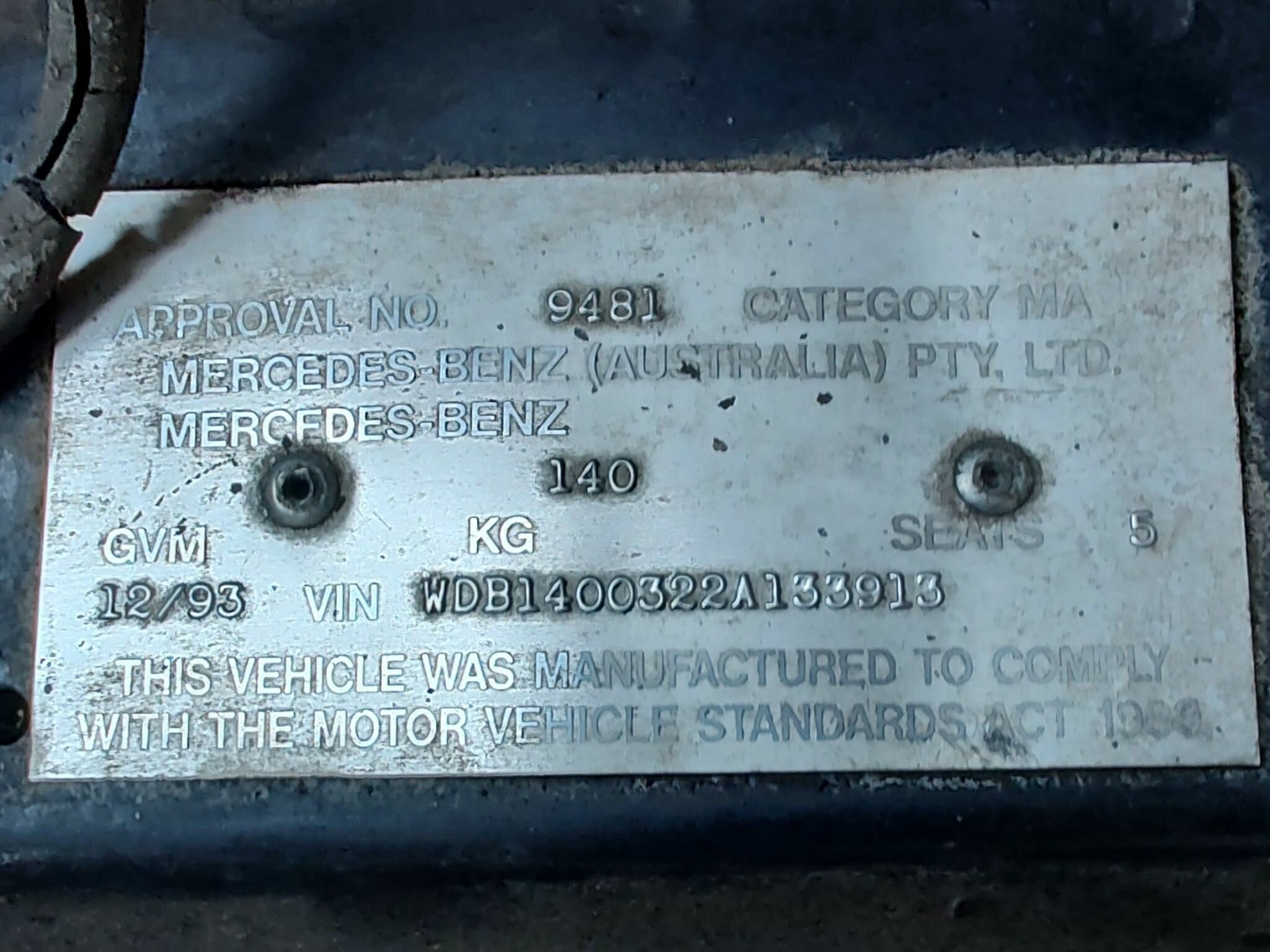 1993 MERCEDES-BENZ S320 W140 4 SP AUTOMATIC 4D SEDAN
