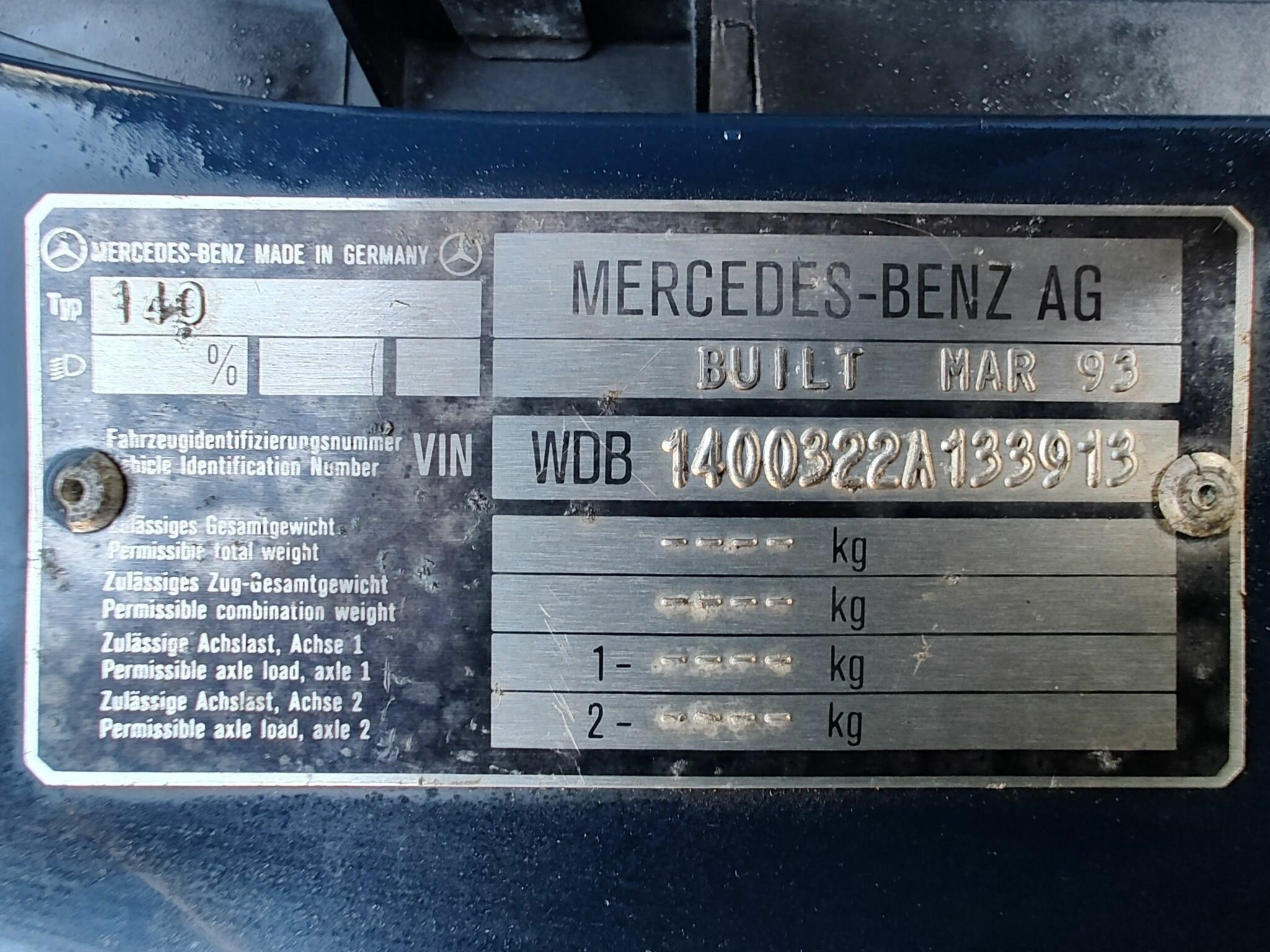 1993 MERCEDES-BENZ S320 W140 4 SP AUTOMATIC 4D SEDAN