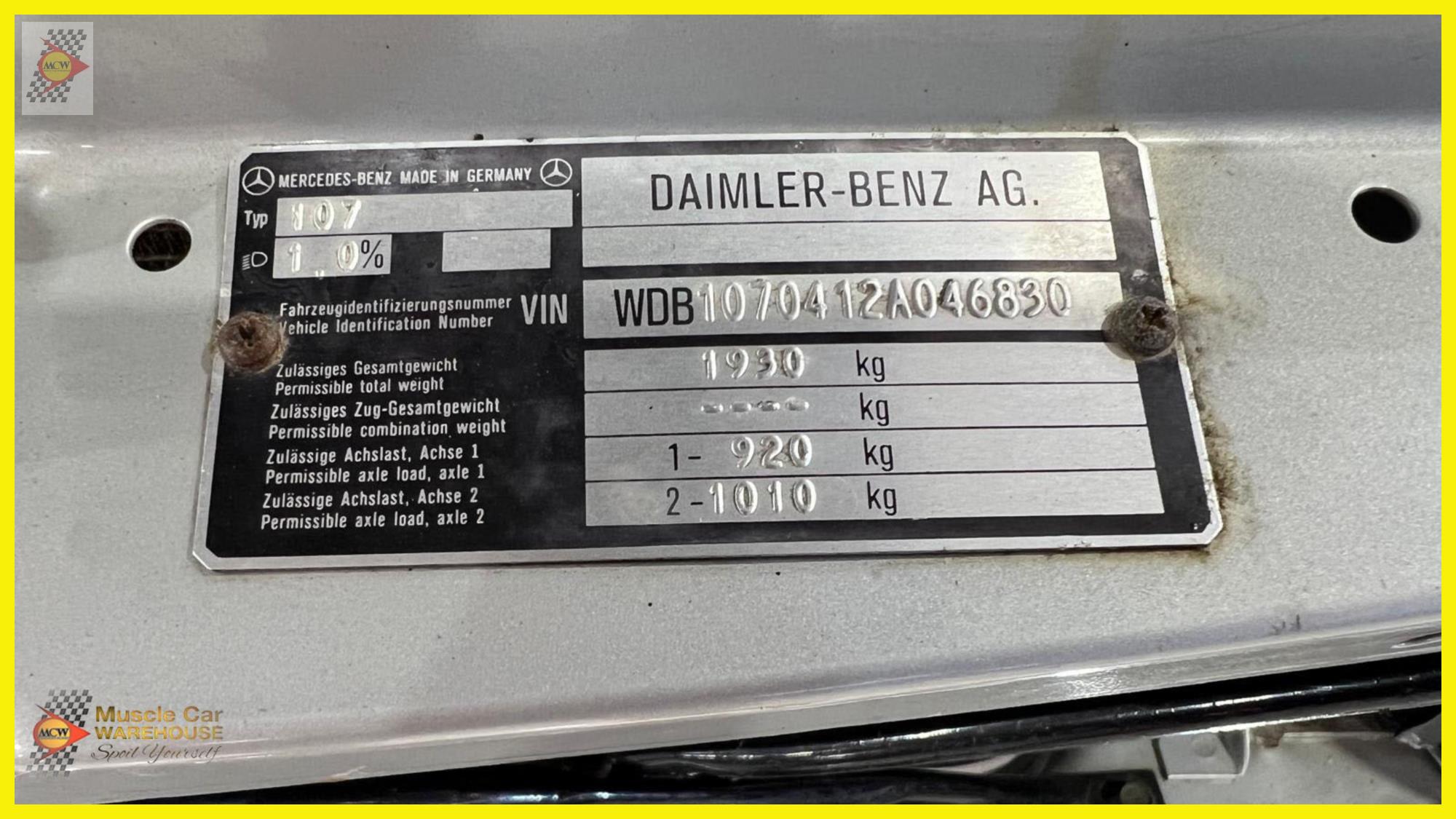 1986 MERCEDES-BENZ 300 300SL AUTO 2DR CONVERTIBLE