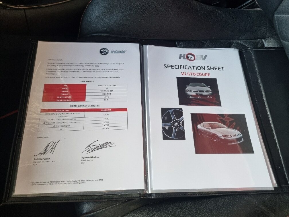 2002 HSV COUPE V2 GTO 4 SP AUTOMATIC 2D COUPE