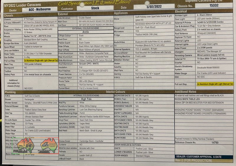 2022 LEADER GOLD 22ft 7 CARAVAN