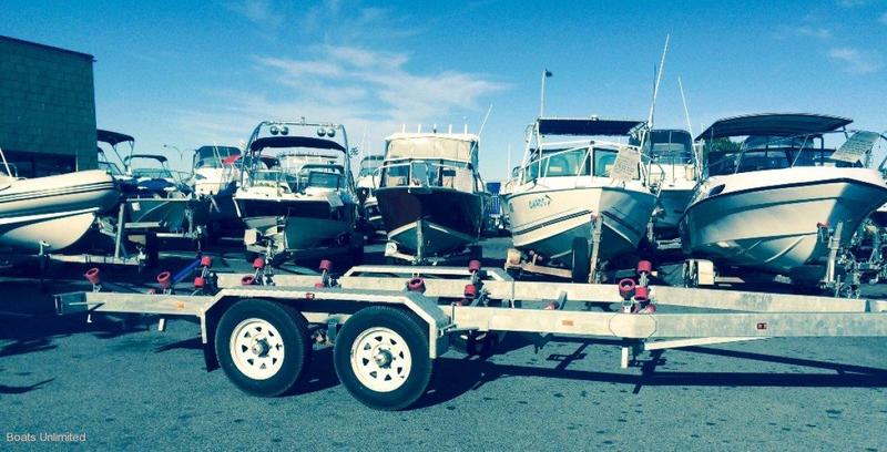 BOAT TRAILER HEAVY DUTY GALV SUIT 8M.. TANDEM SENSA BRAKED TRAILER UP TO 4.5TONNE RATED