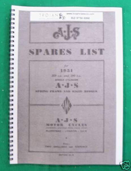 PARTS BOOK, AJS, 1951 SINGLES - 350CC 500CC