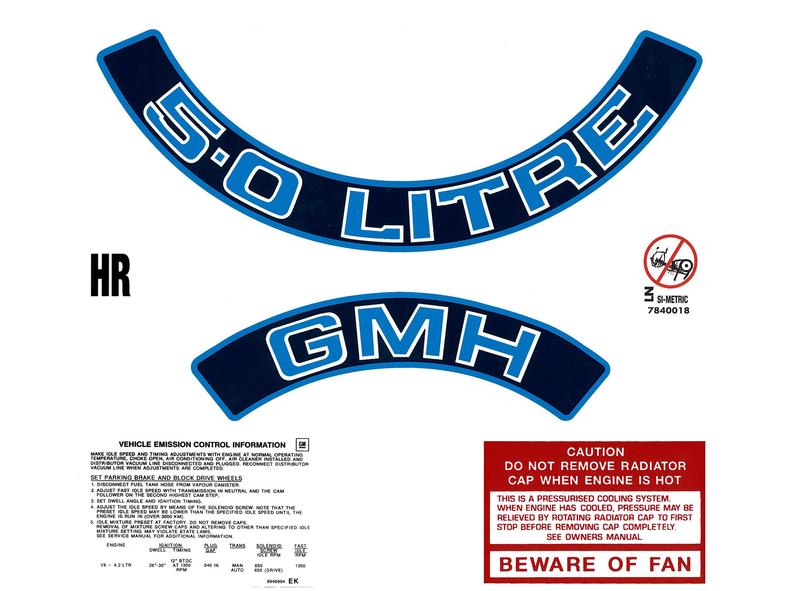 "5.0 LITRE" ENGINE DECAL KIT (BLUE) VK