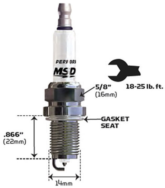 MSD Iridium Spark Plug 8IR5L Resistor Type (4-PACK) - MSD3728