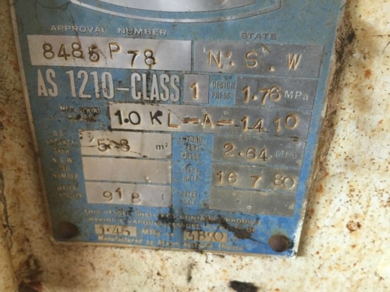 Rheem 1KL NH3 Fertilizer tank