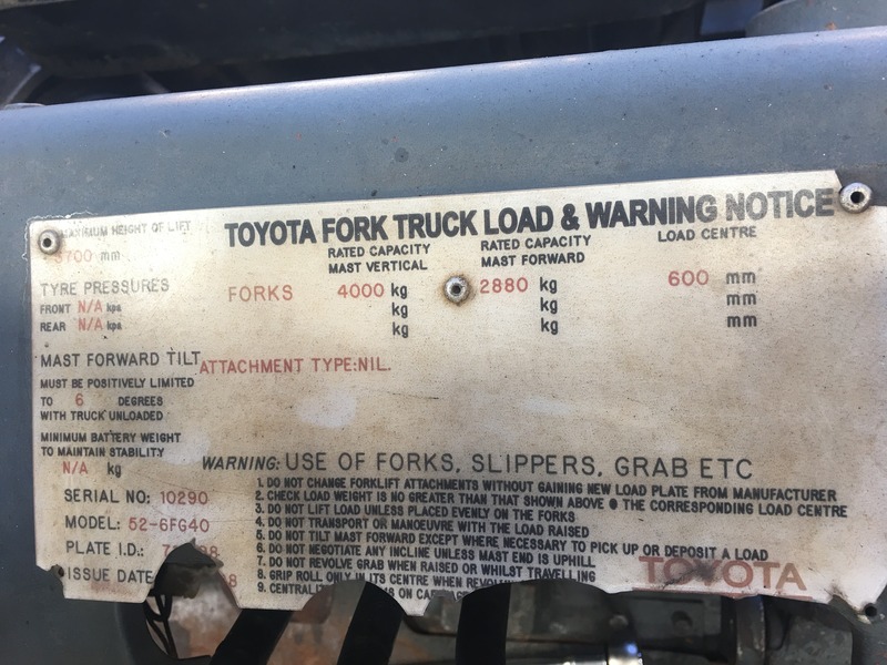 Toyota 4 tonne forklift