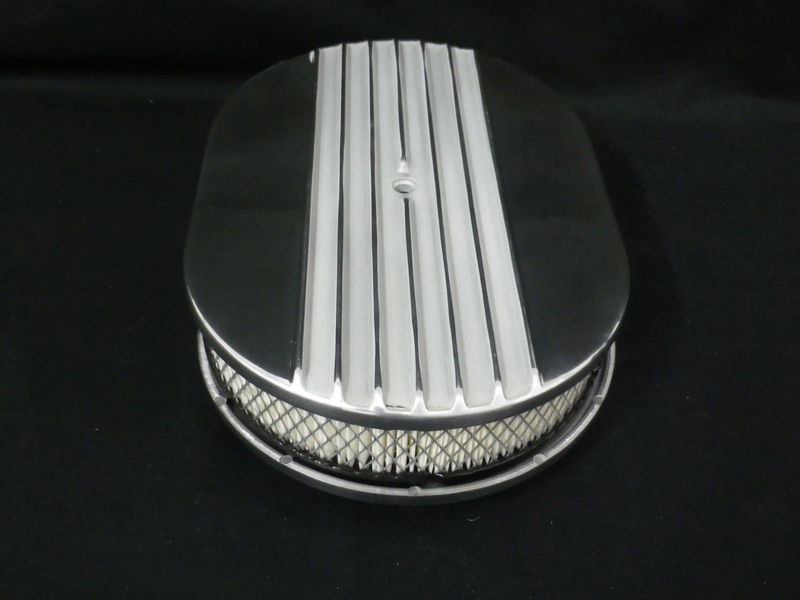 AIR FILTER 12 x 2 INCH HALF FINNED POLISHED ALUMINIUM TO SUIT 5 18 NECK CARBI