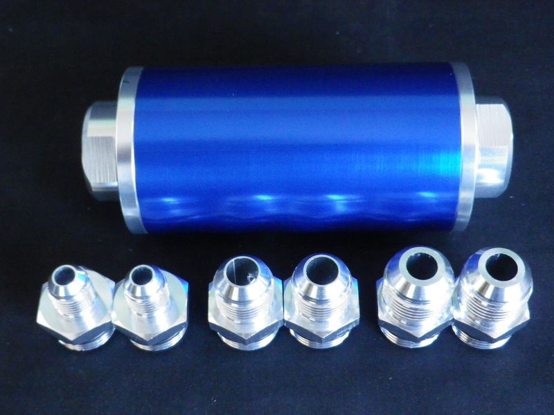 BILLIT FUEL FILTERS BLUE 60 MM STAINLESS ELEMENT INC 6 - 8 - 10 AN FITTINGS