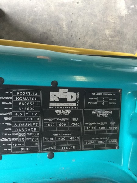 2005 KOMATSU FD25 FD25T 14 Forklift