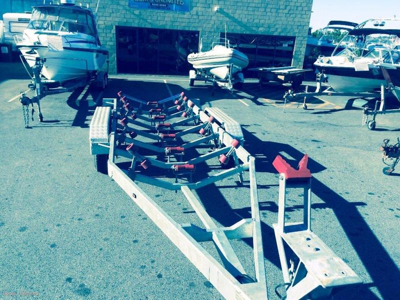 BOAT TRAILER HEAVY DUTY GALV SUIT 8M.. TANDEM SENSA BRAKED TRAILER UP TO 4.5TONNE RATED