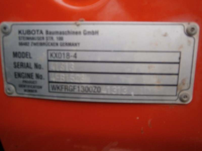 2014 KUBOTA KX018-4 1.8 tonne Excavator