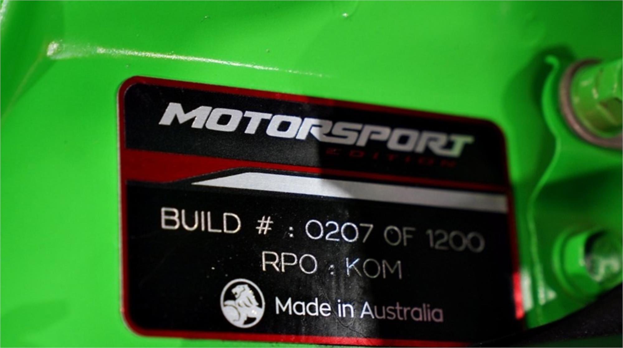2017 HOLDEN COMMODORE VF II MOTORSPORT MANUAL SEDAN
