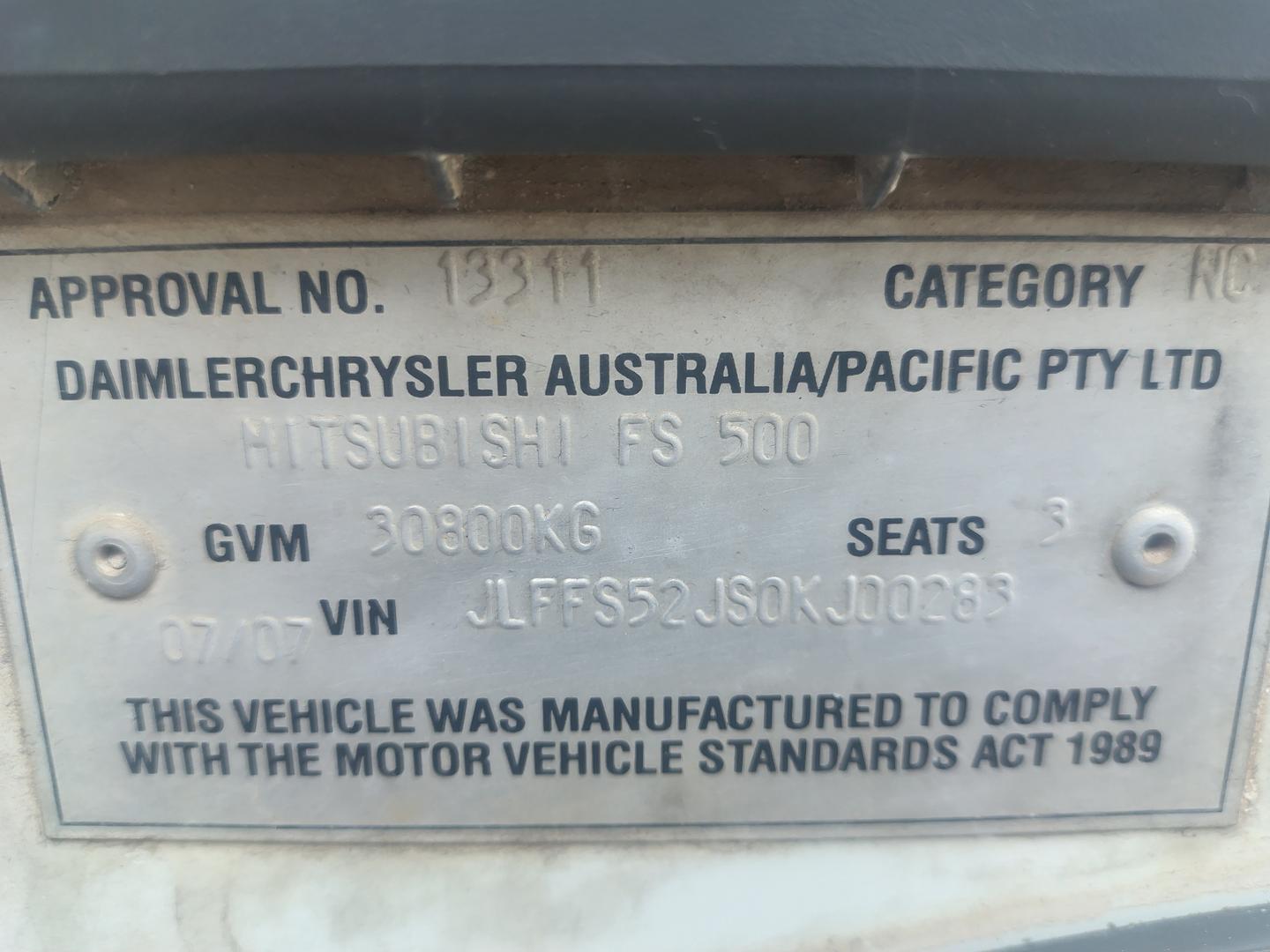 2007 MITSUBISHI FUSO FS FS 52J LWB 18 SP MANUAL C/CHAS