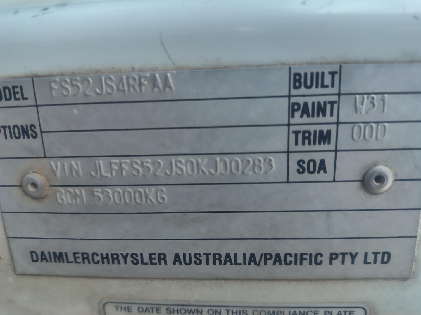 2007 MITSUBISHI FUSO FS FS 52J LWB 18 SP MANUAL C/CHAS