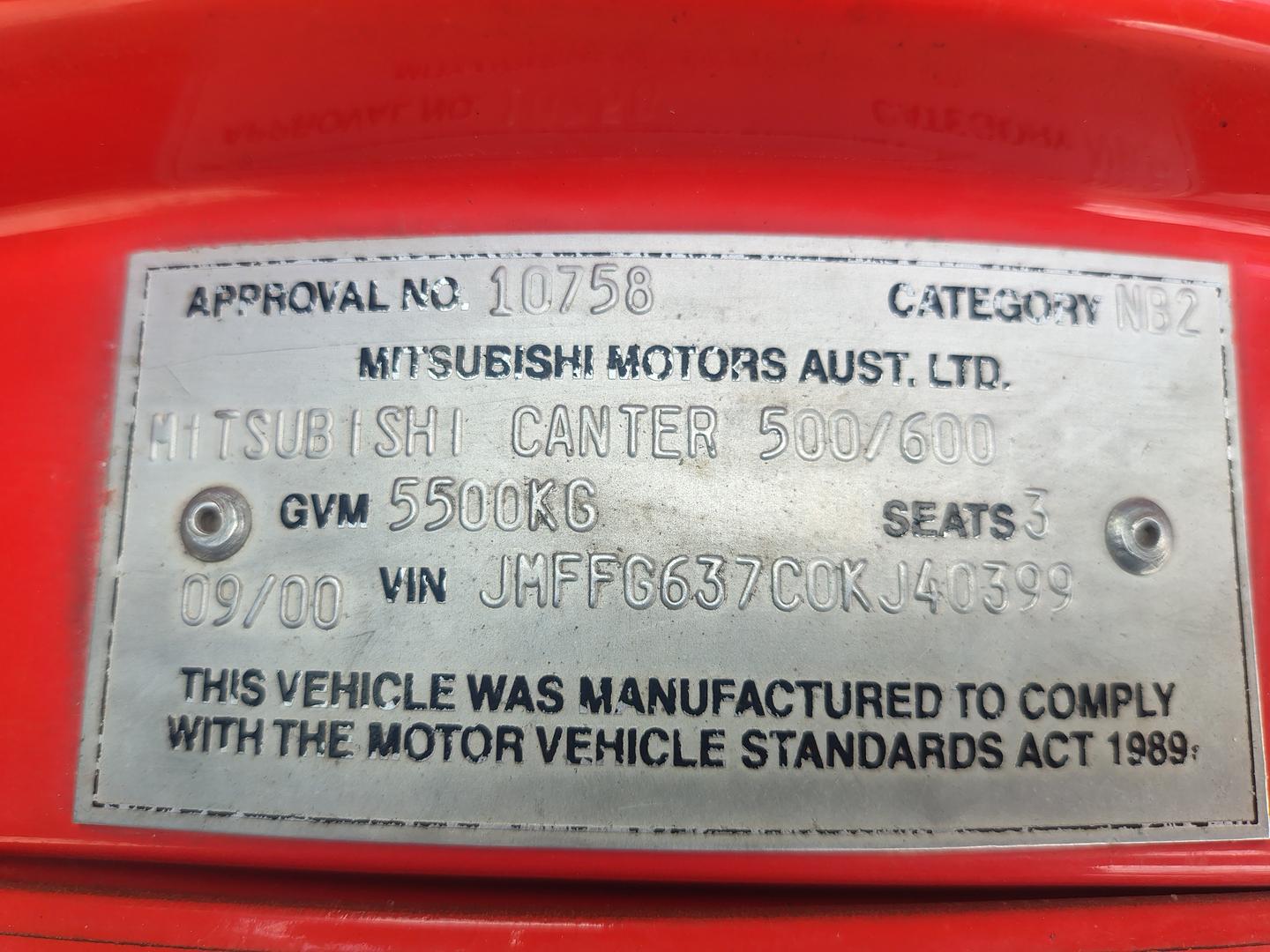 2000 MITSUBISHI CANTER 500 MANUAL TIPPER