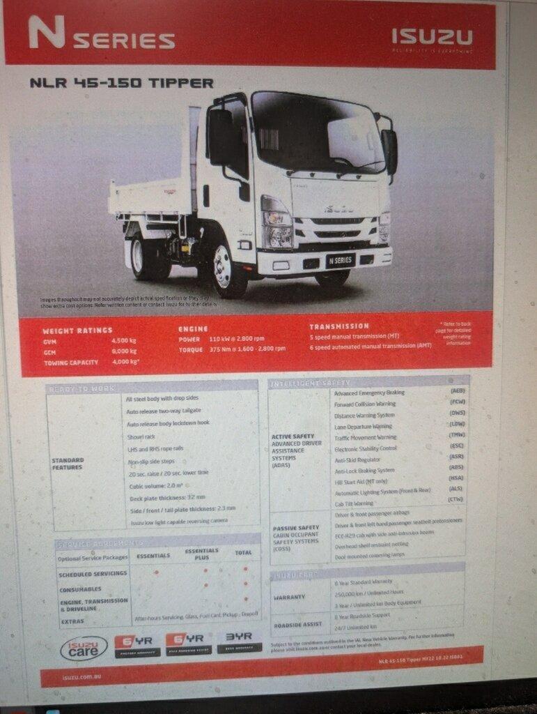 2017 ISUZU NLR 45-150 MANUAL TIPPER