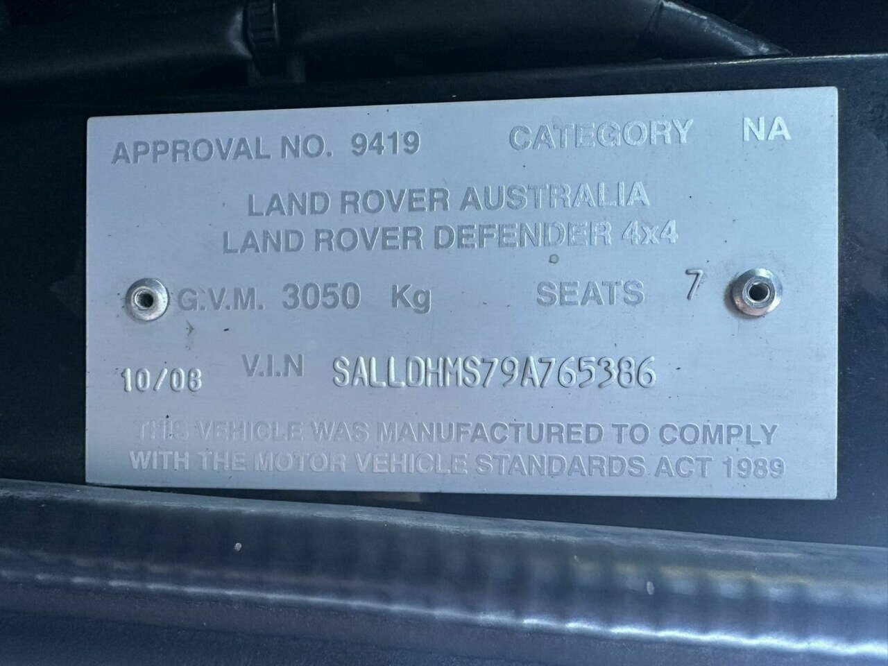 2008 LAND ROVER DEFENDER MY09 110 SVX (4X4) 6 SP MANUAL 4D WAGON