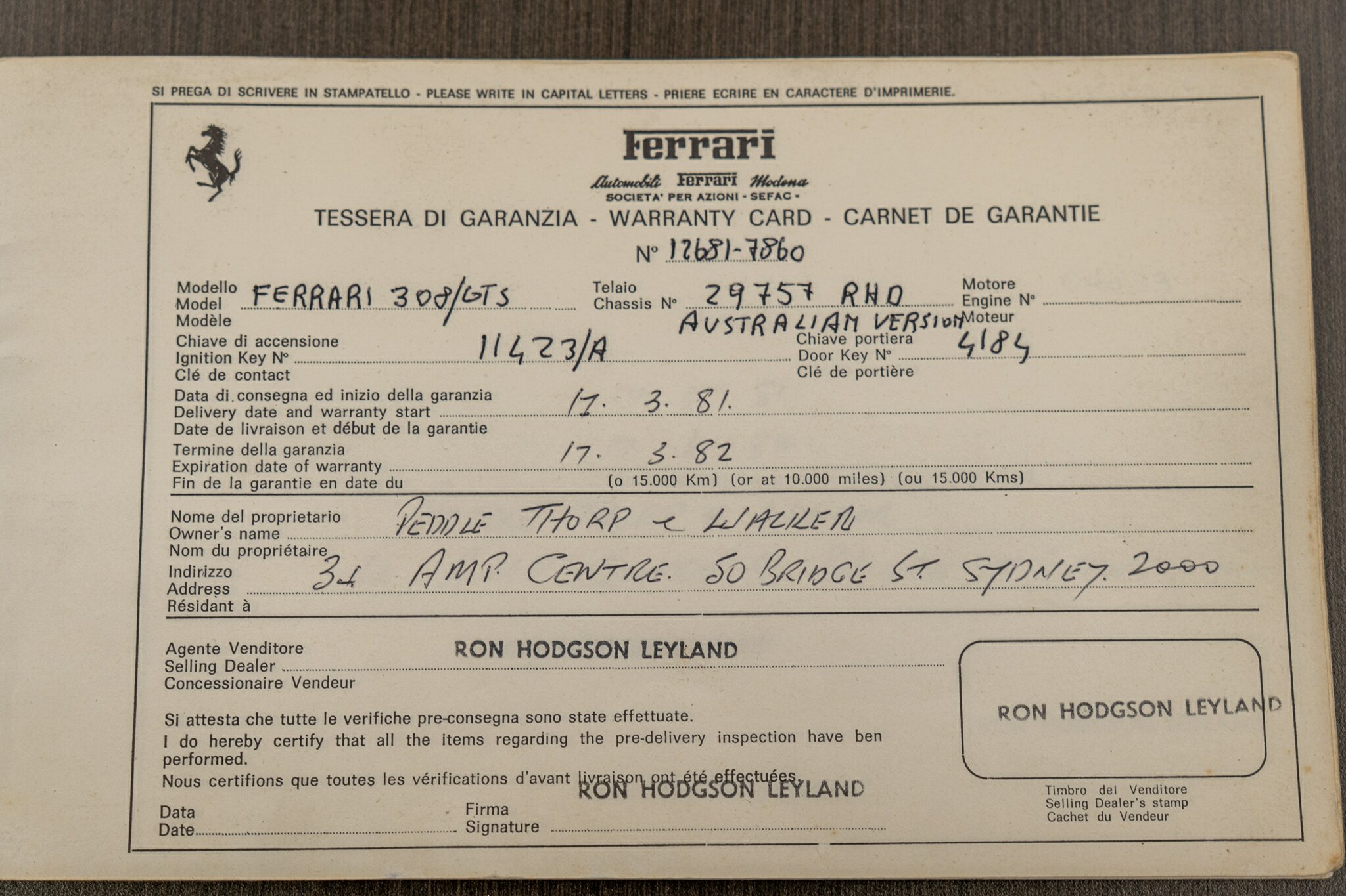 1980 FERRARI 308 GTS 5 SP MANUAL 2D COUPE
