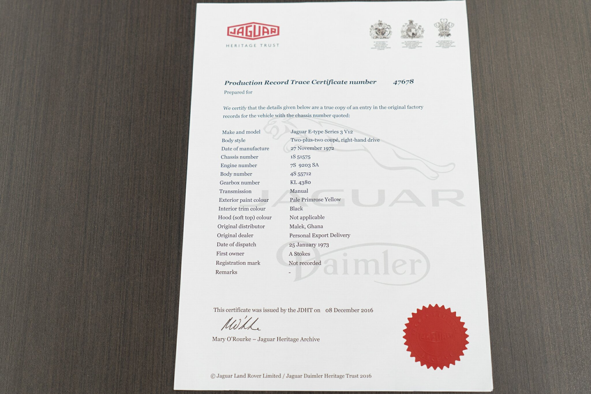1972 JAGUAR E TYPE SERIES 3 2+2 5.3 4 SP MANUAL 2D COUPE
