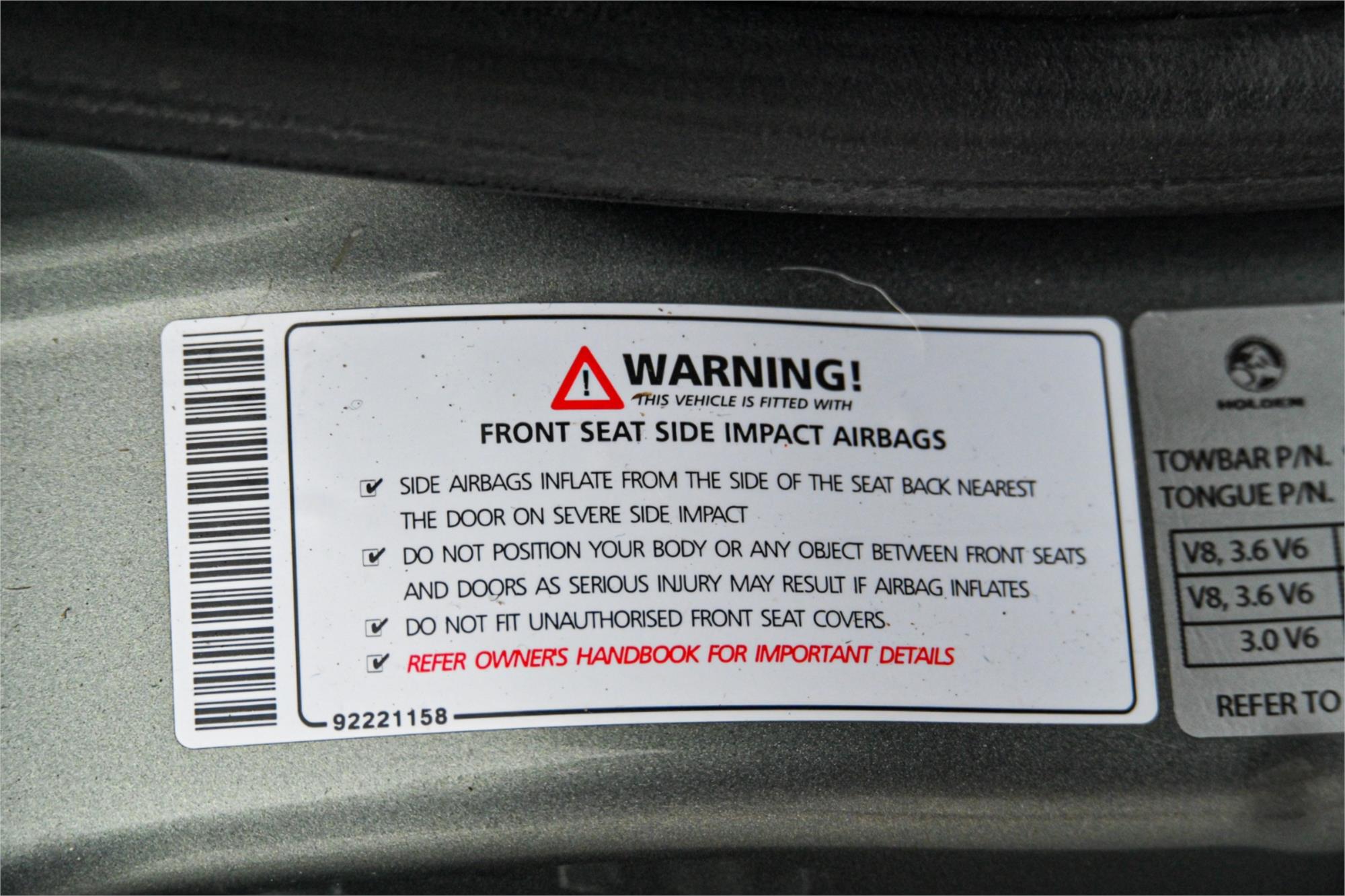 2013 HOLDEN COMMODORE VF SV6 6 SP AUTOMATIC 4D SEDAN