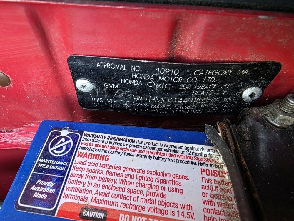 1999 HONDA CIVIC EK1 AUTOMATIC 2D HATCHBACK