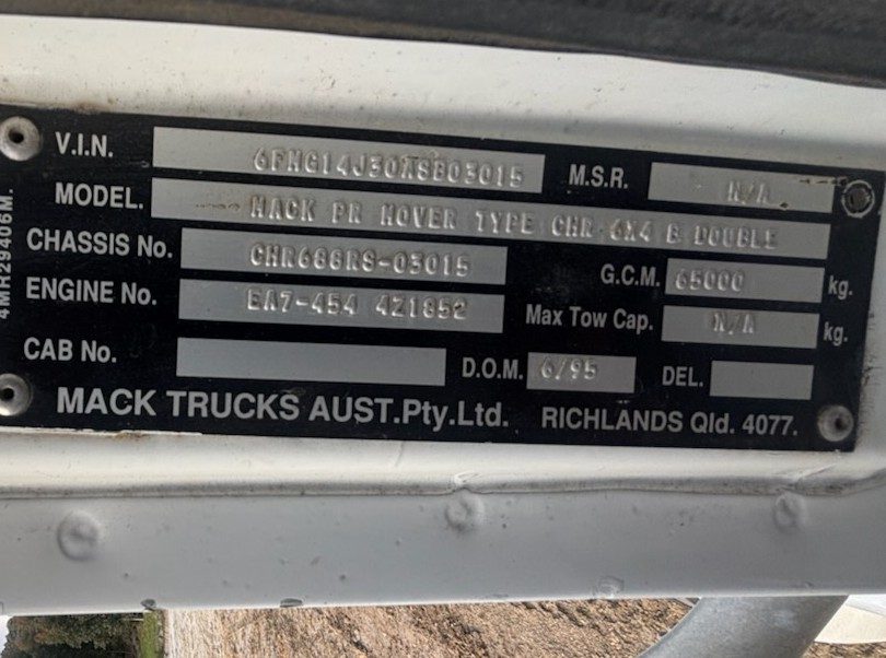 1995 MACK CHR E7-454 ECONODYNE PRIME MOVER