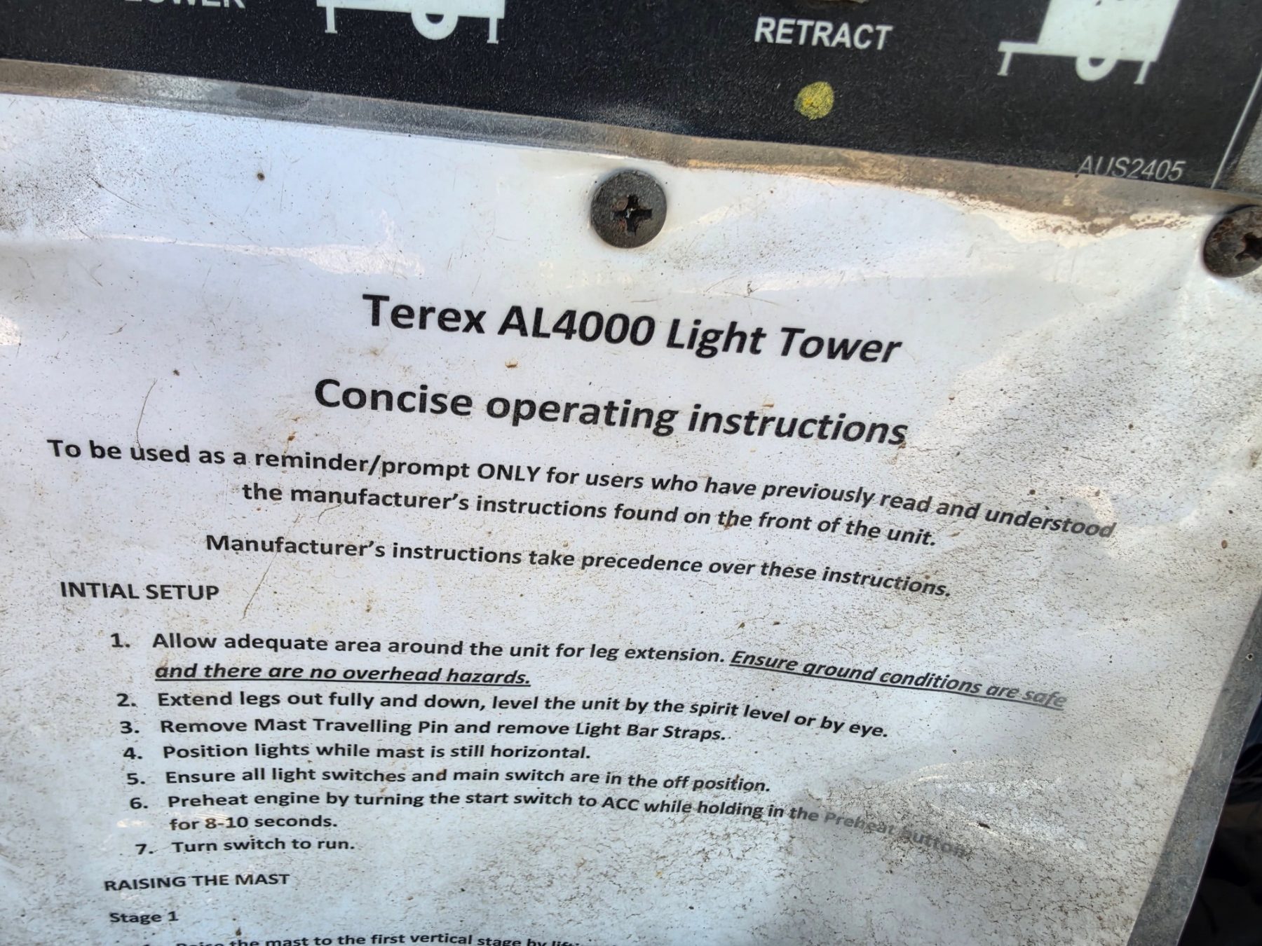 TEREX AL4000 LIGHTING TOWER GENERATOR