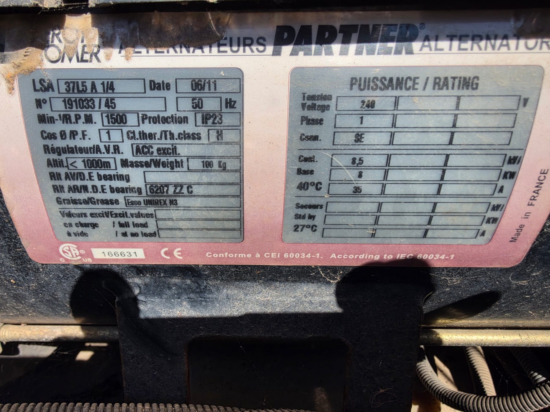 TEREX AL4000 LIGHTING TOWER GENERATOR