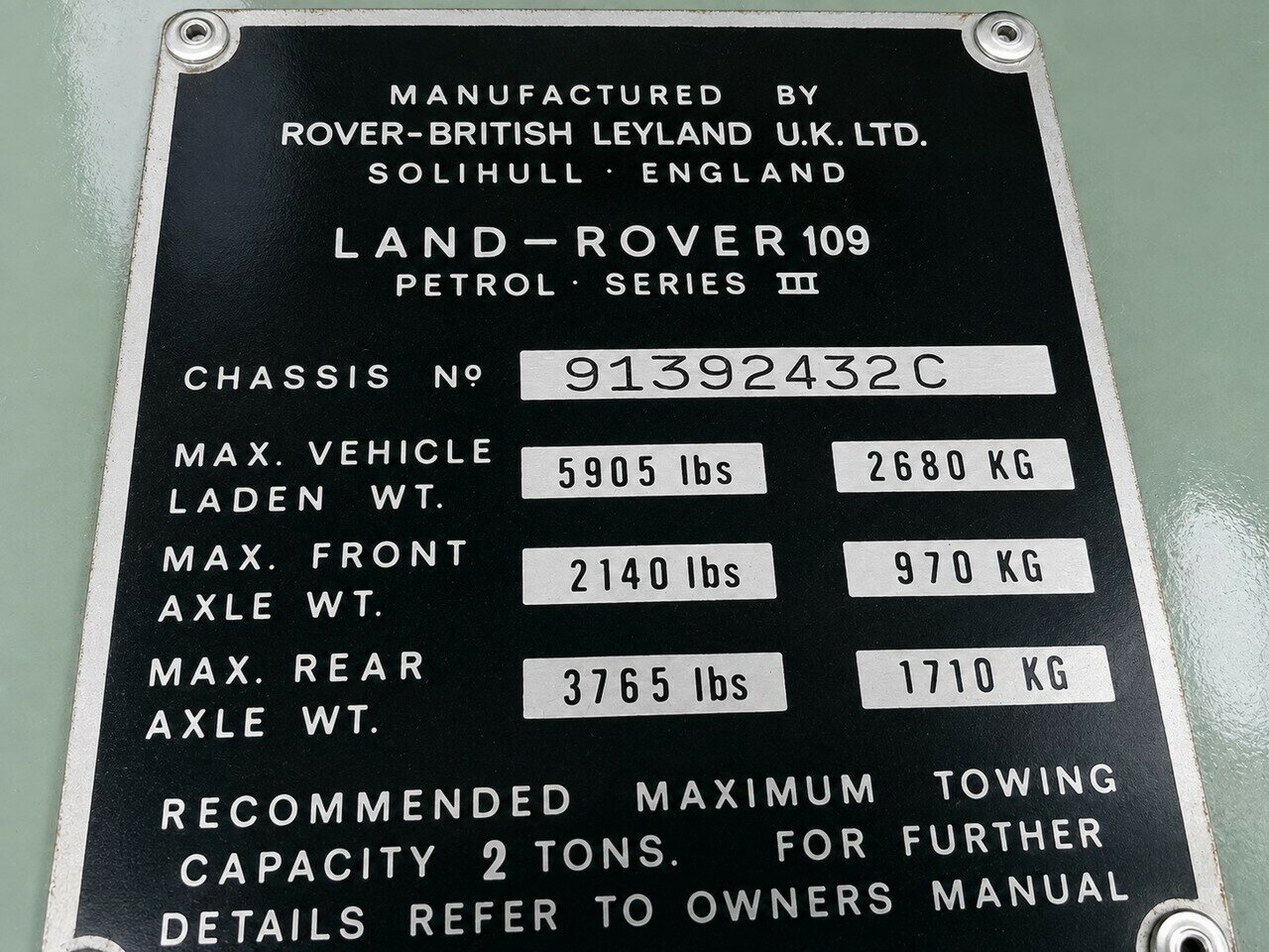 1979 LAND ROVER (4x4) LWB 1240KG 4 SP MANUAL 4X4 TRAY