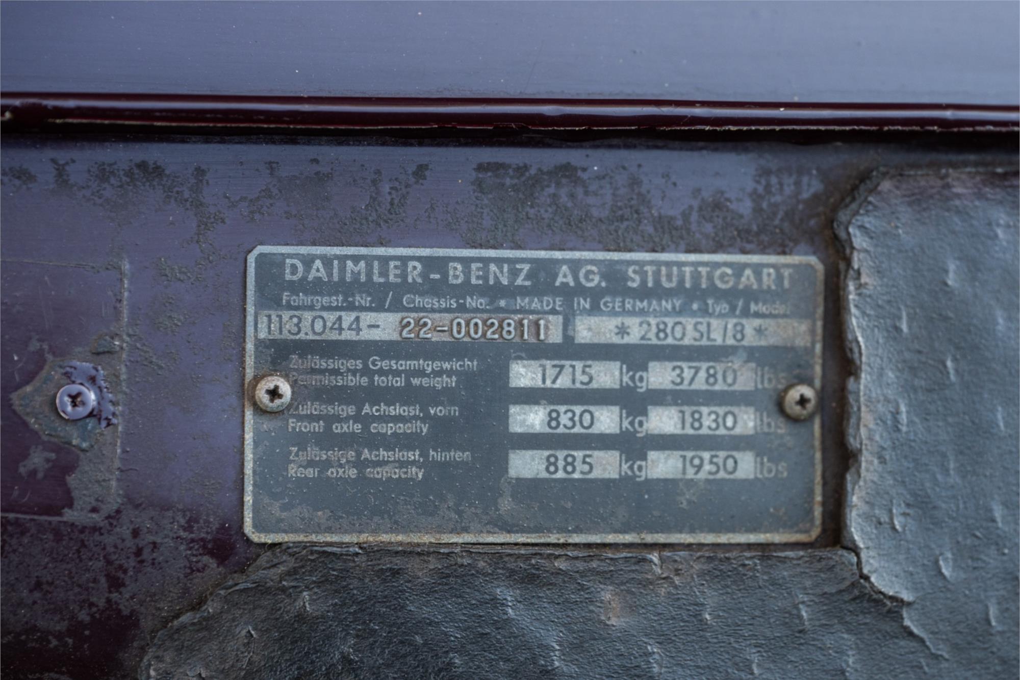 1968 MERCEDES-BENZ 280 W113 SL 2+2 AUTOMATIC 2D ROADSTER