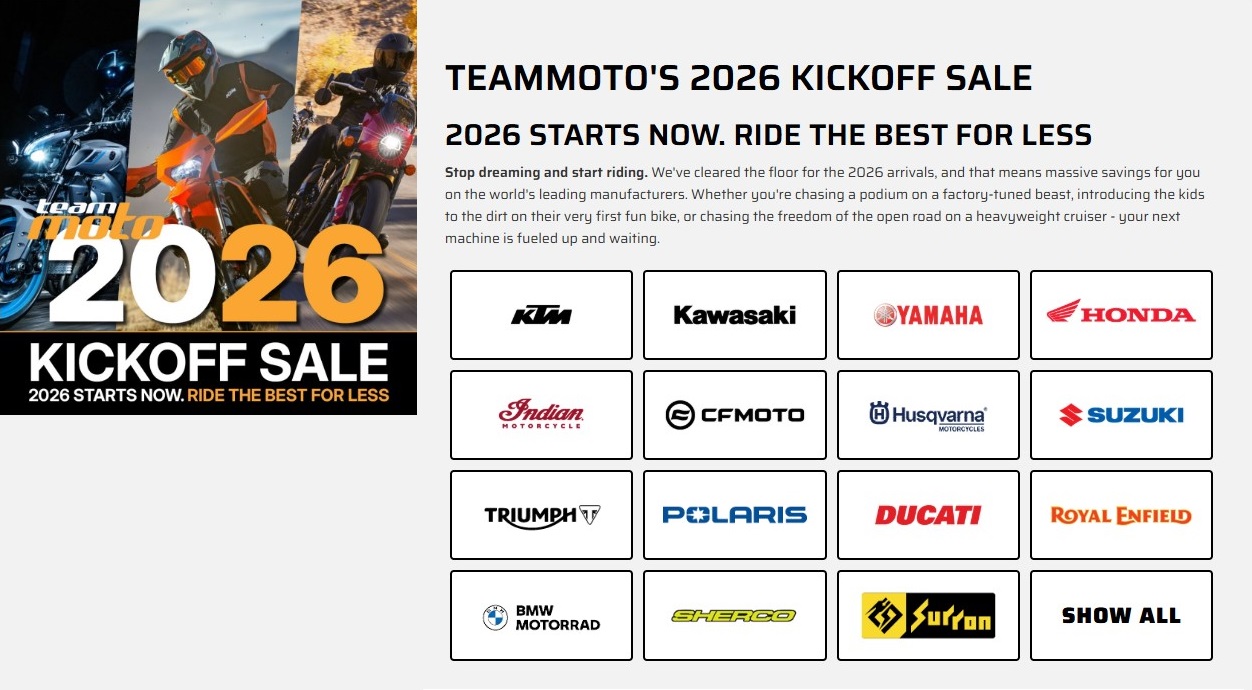 TeamMoto unveils massive ‘2026 Kickoff Sale’