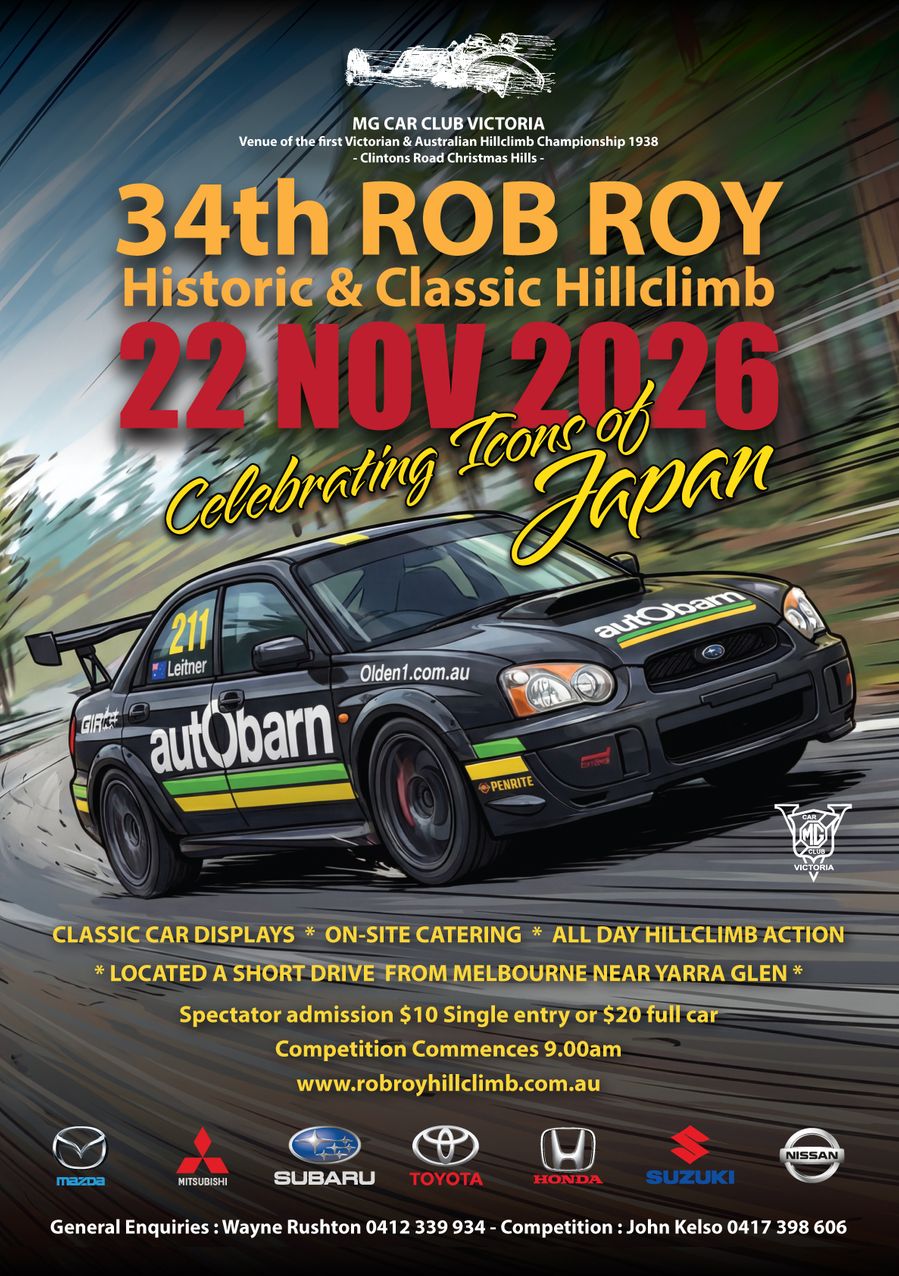 34th Rob Roy Historic & Classic Hillclimb – Sunday 22nd November 2026