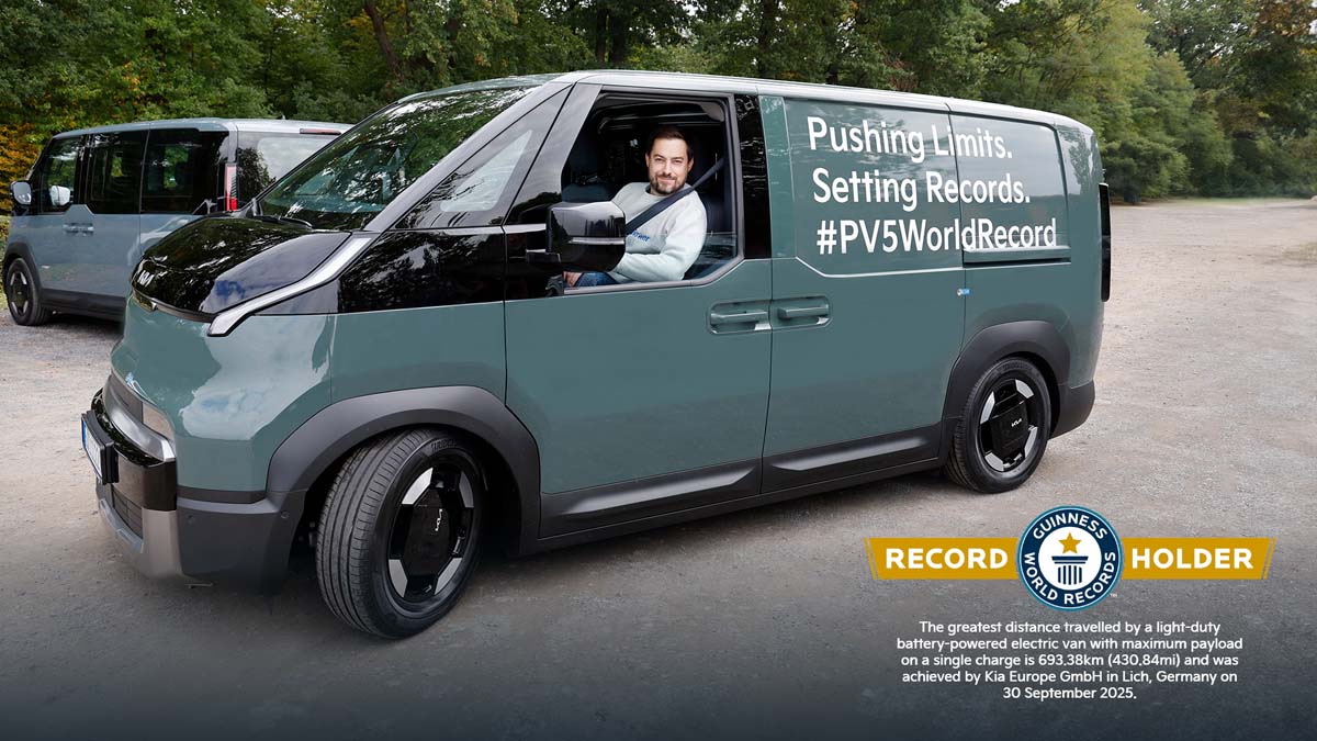 Kia PV5 Cargo sets EV range record