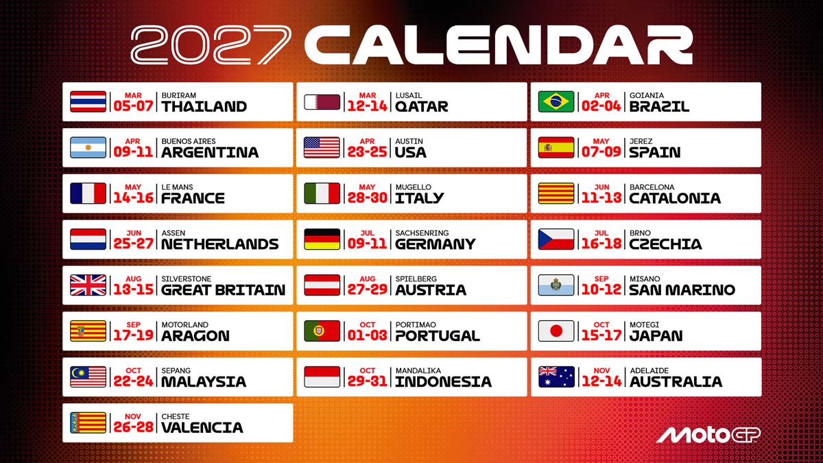 MotoGP releases provisional 2027 calendar