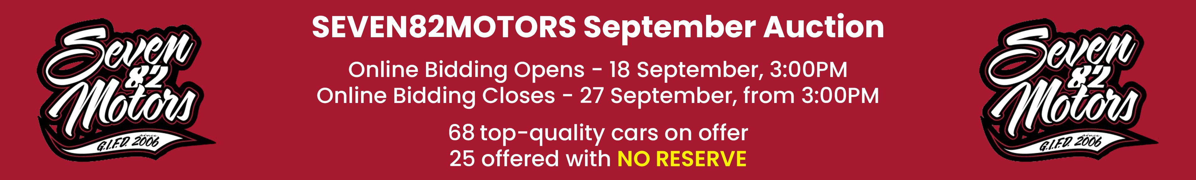 SEVEN82MOTORS’ September Auction is LIVE