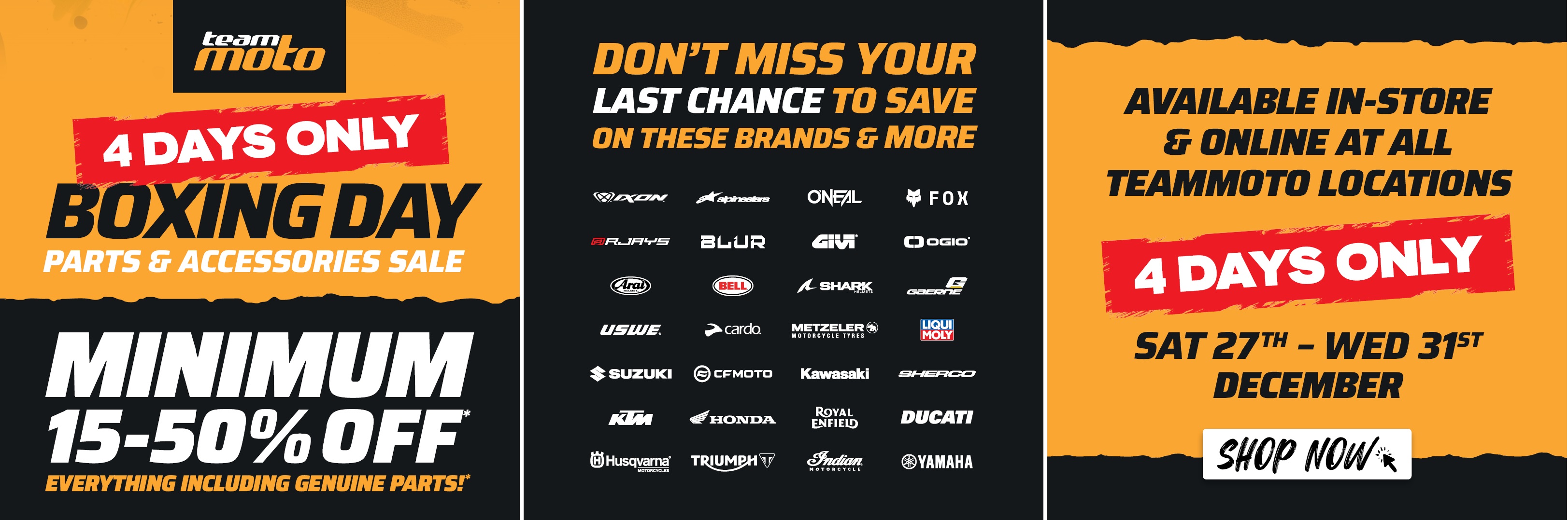 TeamMoto Turns Up the Volume for Boxing Day Parts and Accessories Sale