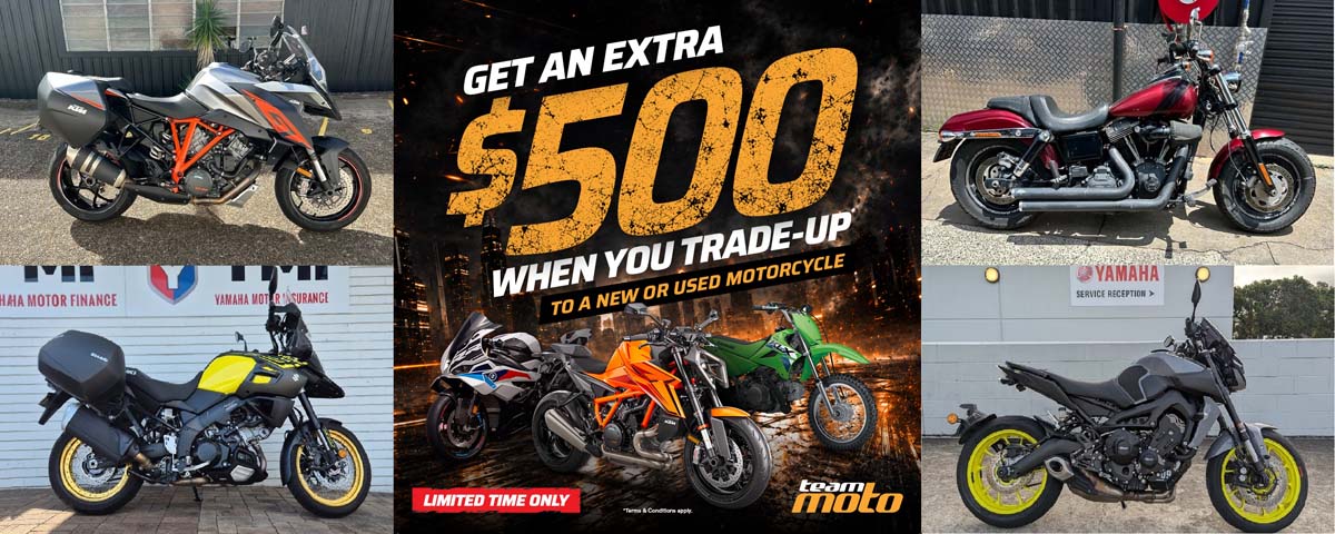 July is the perfect time to upgrade your motorcycle with TeamMoto.