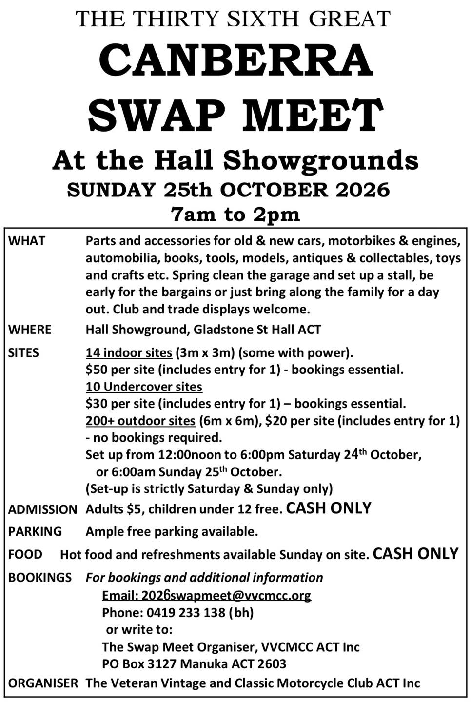 canberra swap meet 2026